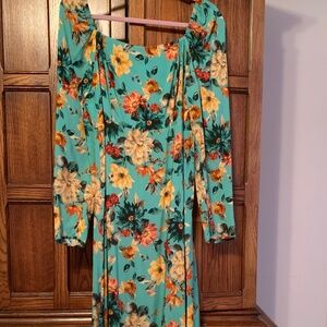 Johnny Was beautiful green flower pattern dress NWOT sizeM